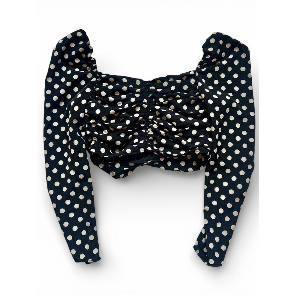 NWT East Order Merci Polka Dot Long Sleeve Top Black/White, Womens Size Large - Picture 4 of 5